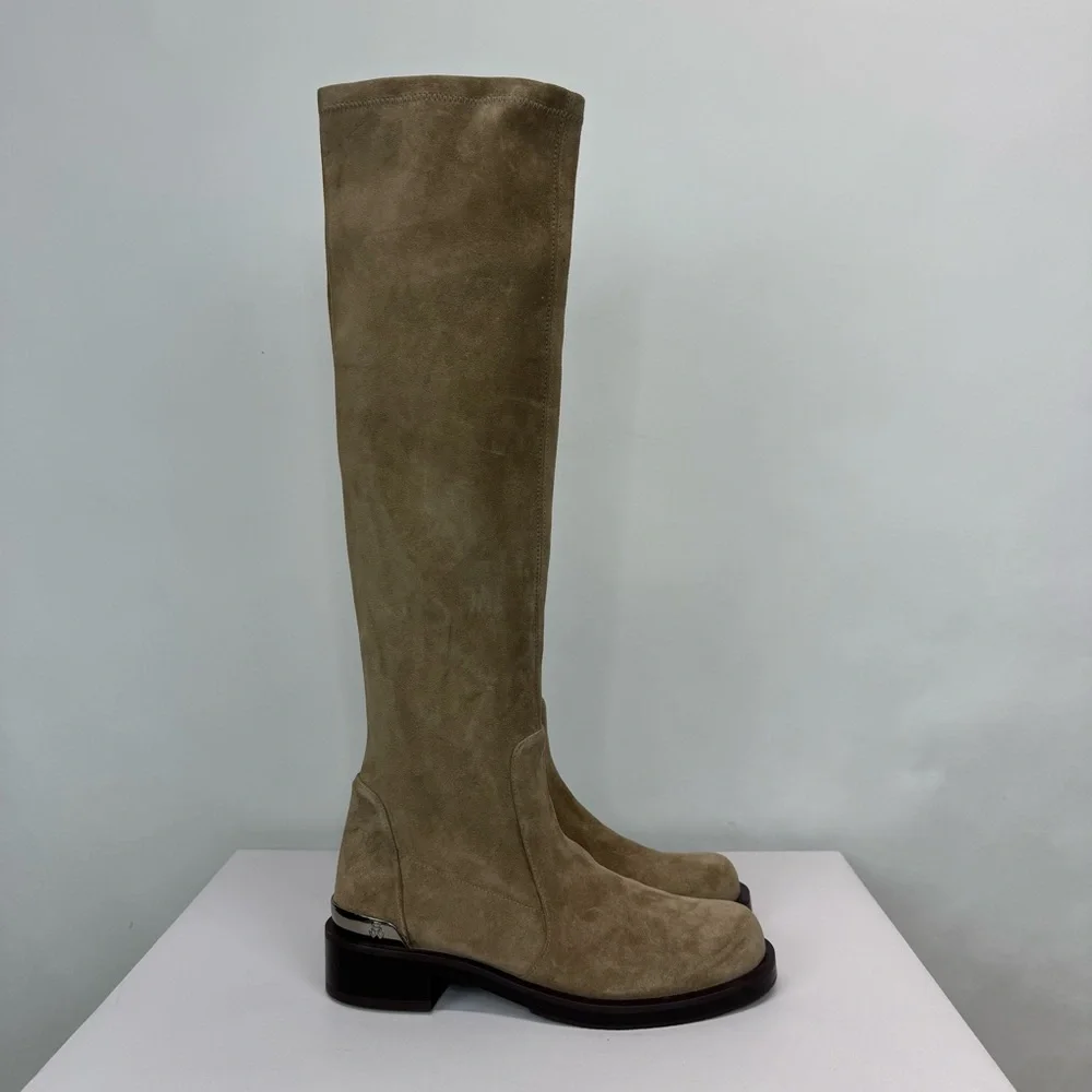 New Stuart Weitzman Mercer Bold Suede Knee Boots Sz 7.5